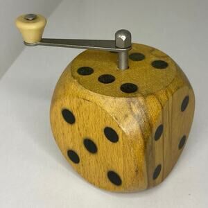 Vintage French Wooden Coffee Pepper Mill Dice Marlux Early 1900s Collectible